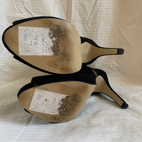 Nine West Phantom black suede peep-toe stiletto booties 8.5 - Picture 11 of 15